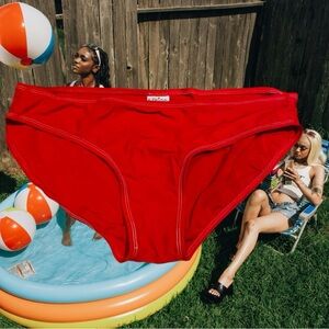 PAPINA RED BIKINI BOTTOMS UNLINED. Full coverage. NWOT. Size Large Women’s